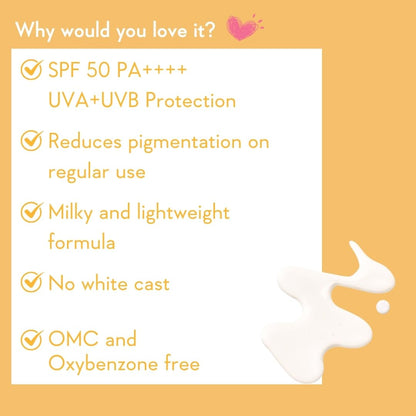 WishCare Vitamin C Pure Glow Milk Sunscreen with SPF 50 PA++++ In-Vivo Tested | Glowing Skin with Broad Spectrum Protection | Ultra Lightweight, Oil Free & No White Cast | For All Skin Types | 30ml