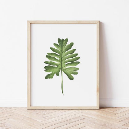 Philodendron Botanical Wall Painting| Modern Art Painting for Living Room Bed Room and Office | 11 x 14 inches (Natural Frame)