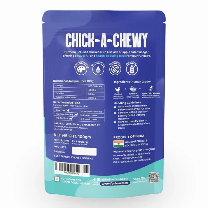 Fur Loved Chick-A-Chewy - 100% Natural Chicken Jerky Dog Treats (30 GM)