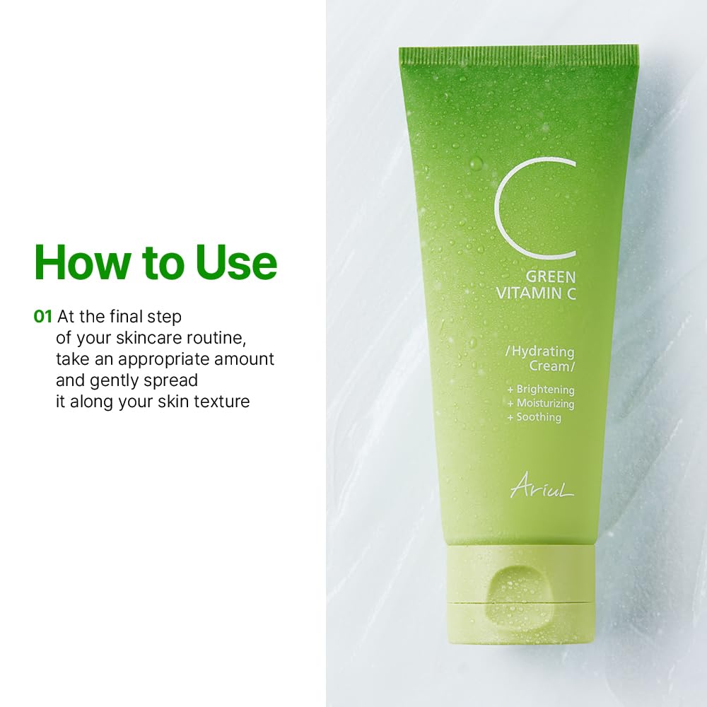 Ariul Green Vitamin C Hydrating Cream 100ml | Korean Face Moisturizer for Brightening, Deep Hydration, Glow & Skin Barrier Care