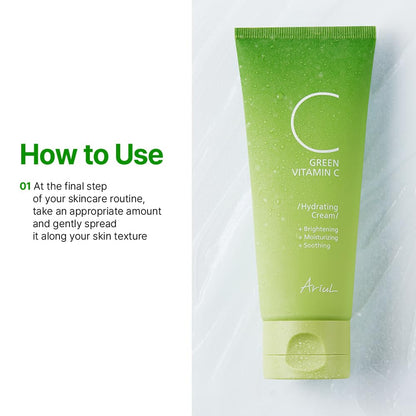 Ariul Green Vitamin C Hydrating Cream 100ml | Korean Face Moisturizer for Brightening, Deep Hydration, Glow & Skin Barrier Care