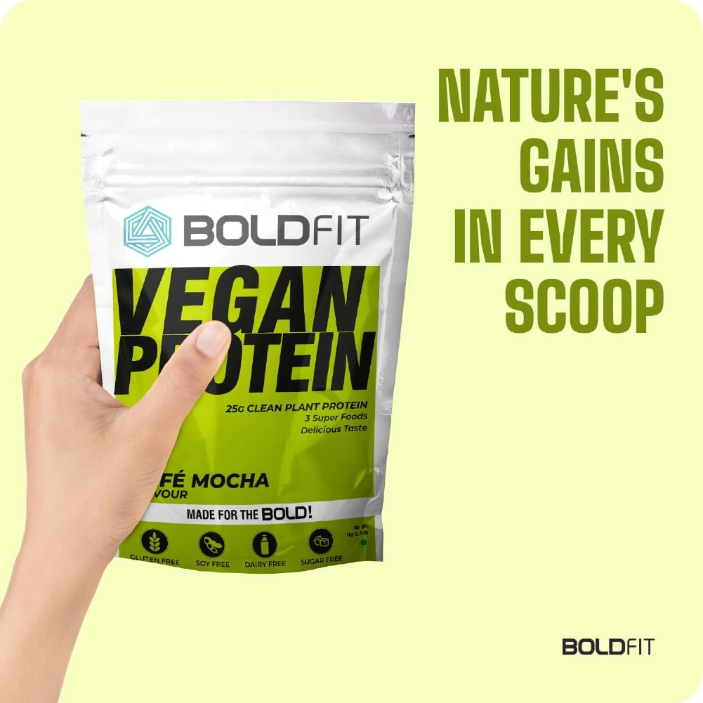 Boldfit Plant Based Protein Powder For Men & Women - Vegan Plant Protein Powder For Men & Women - Supports Metabolism, Immunity & Antioxidant - Cafe Mocha 1kg