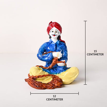 Decorative Rajasthani Village Couple Showpiece Figurine Idol Set for Living Room, Bedroom, Table Desk, Office/Home Decoration