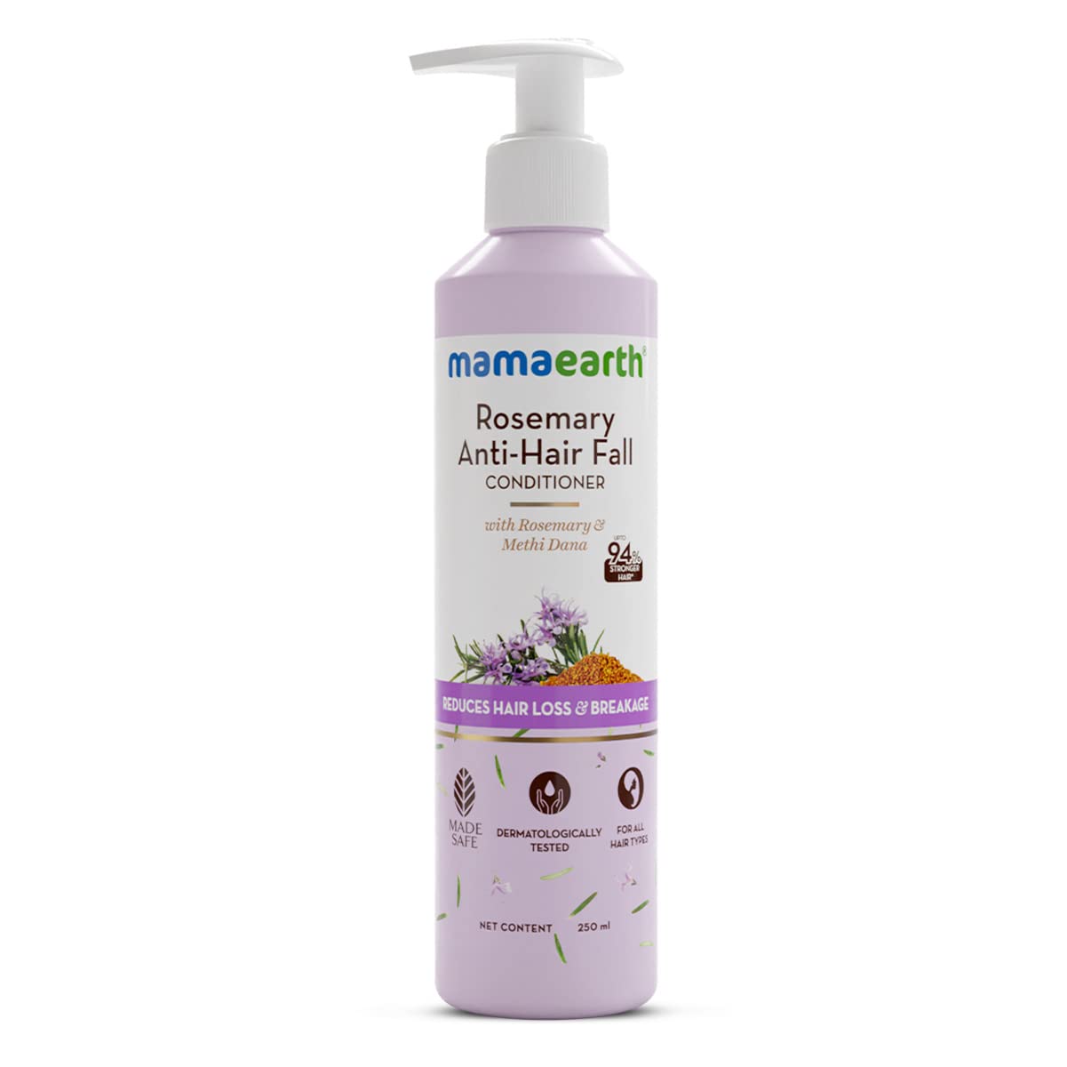 Mamaearth Rosemary Anti Hair Fall Conditioner with Rosemary & Methi Dana for Reducing Hair Loss & Breakage | Up to 94% Stronger Hair* | Up to 93% Less Hair Fall* | For Men & Women | 250 ml