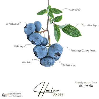 Heirloom Spices Whole Dried Blueberries | 100% Natural & sweetened | No Added Colors | Nutrient-Rich Superfood for Snacking & Baking | HEALTHY LIFE CHOICE