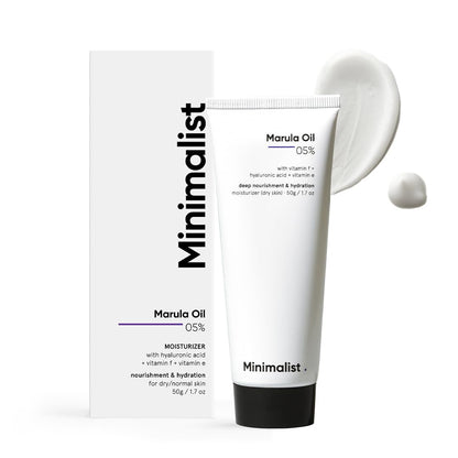 Minimalist Marula Oil 5% Face Moisturizer For Dry Skin With Hyaluronic Acid For Deep Nourishment & Hydration, For Men & Women