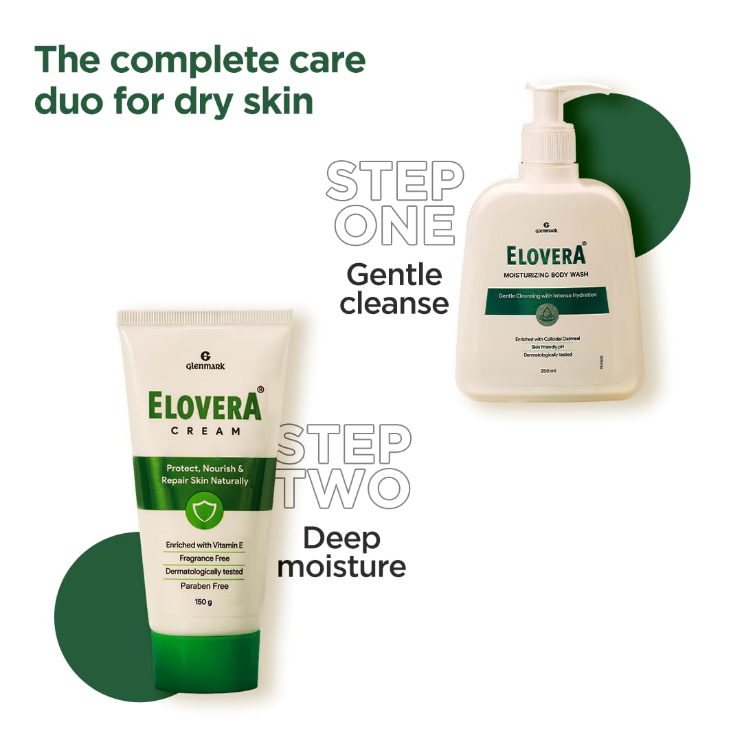 Elovera Moisturising Cream 150g | For Dry Skin | with Aloe Vera & Vitamin E | Protects, Nourishes and Repairs Skin | Paraben Free | Fragrance Free