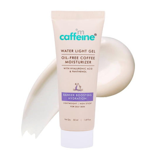 Caffeine skincare product with cream smear on white background