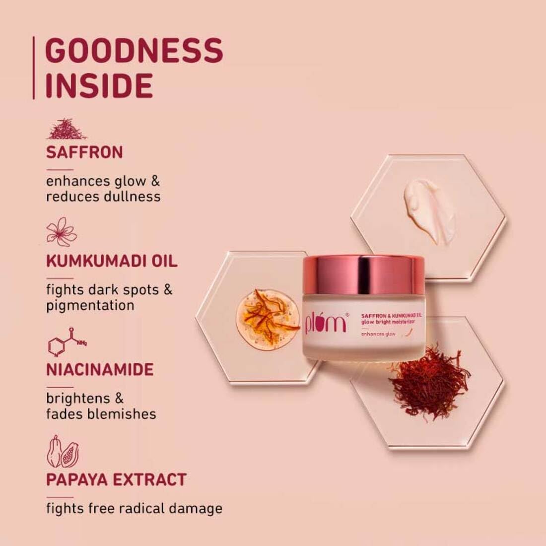 Plum Saffron & Kumkumadi Oil SPF 35 Daily Glow Bright Moisturizing Cream 50g | Quick-Absorbing Day Cream to Brighten Skin, Enhance Glow | UVA/UVB Protection | All Skin Types | Women & Men