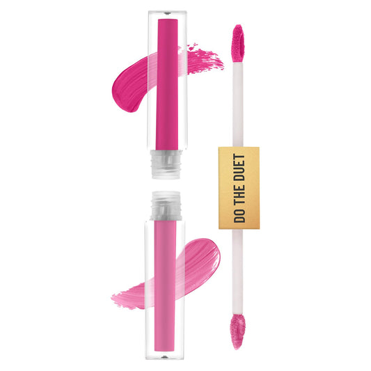 Swiss Beauty Select Do The Duet Lipstick | Matte Liquid Lipstick + Tinted Gloss | Infused with Vitamin E and Jojoba Oil | Shade-Lady Pink, 3ml |