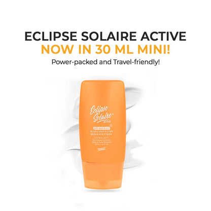 YUDERMA Eclipse Solaire Active Sunscreen SPF 50 PA+++ | No White Cast | Broad Spectrum UVA/UVB/IR & Blue Light Shield | Lightweight, Non-Greasy Formula for All Skin Types – 30ml