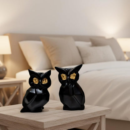 Owl Couple Showpiece Statue for Good Luck, Home Decoration Items for Living Room, Owl for Office Desk Good Luck Fengshui Ceramic Items, Centre Table Decor, Wedding Valentine's Day Gift
