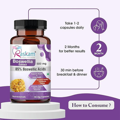 Boswellia Serrata Extract - 100 Veg Capsules | Healthy Inflammation Response & Mobility | Non-GMO & Gluten-Free