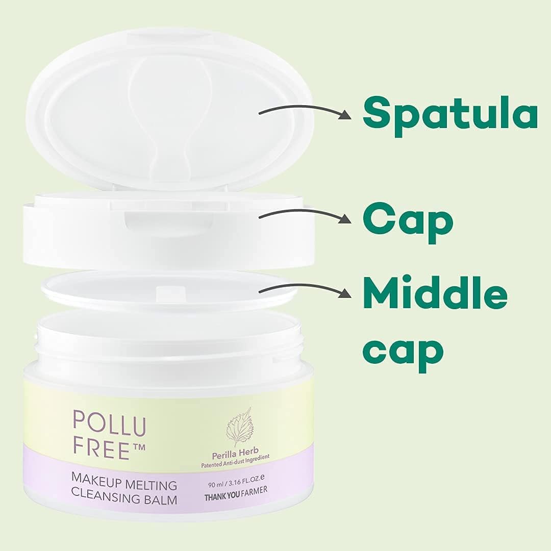 THANKYOU FARMER Pollufree Makeup Melting Cleansing Balm (90ml) Sherbet-Texture Cleansing Balm Makeup Remover & Cleanser for All Skin Types, Removes Waterproof Makeup, Dirt & Pollution, Hydrating & Non-Stripping Korean Skincare