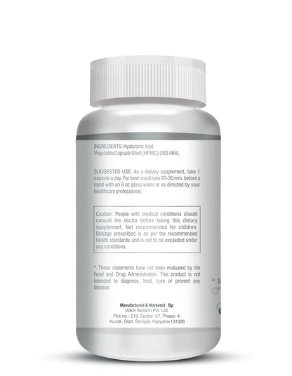 White supplement bottle with label on a white background