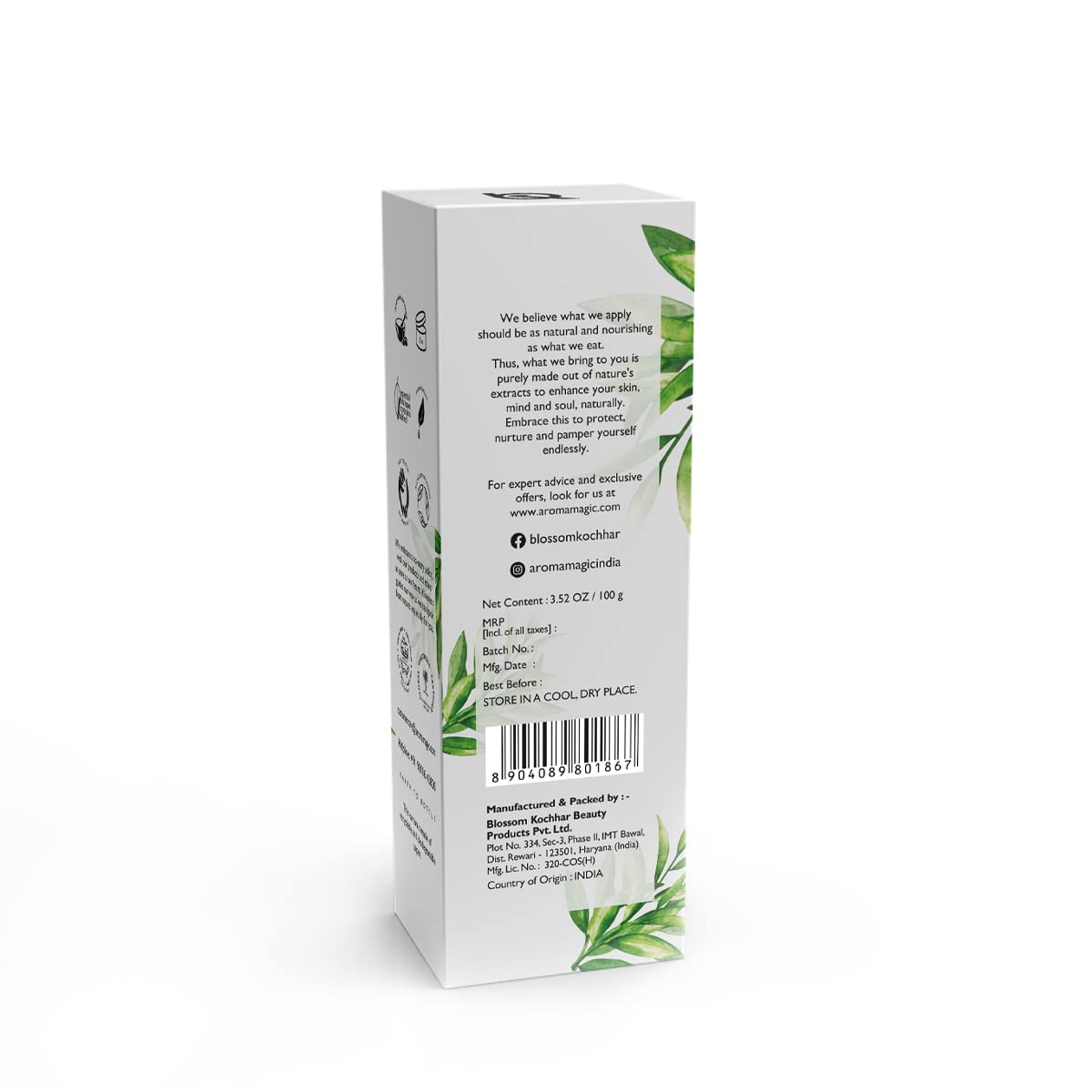 Aroma Magic Neem & Tea Tree Face Pack- 5% Niacinamide, Lemon Extracts & Essential Oils of Lavender | Prevents Acne/Pimple, Black heads, Tightens Pores | For Oily/Acne Prone Skin, 100g (Pack of 1)