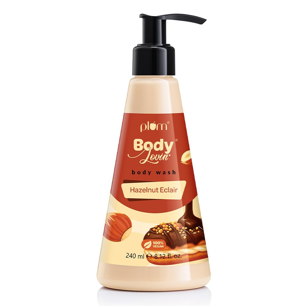 Plum Bodylovin' Hazelnut Eclair Body Wash | SLS-Free Creamy Body Wash | Hydrating Formula | Hazelnut & Vanilla Notes | Aloe-Infused Nourishing Body Cleanser For Soft & Smooth Skin | Decadent Hazelnut Chocolate Fragrance | 240ml