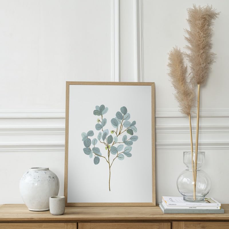 Eucalyptus Botanical Wall Painting| Modern Art Painting For Living Room Bed Room And Office | 11 X 14 Inches (Natural Frame)