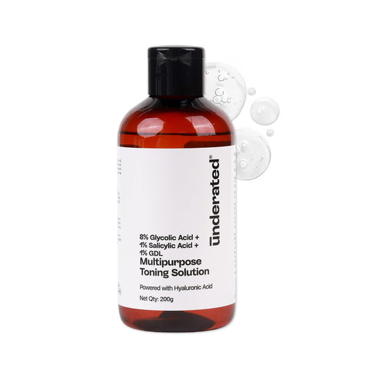 Underated 8% Glycolic Acid Toner for Skin with 1% Salicylic Acid, 1% GDL & AHA BHA PHA Formula | For Women & Men | For Oily & Acne Prone Skin | Face & Body Exfoliating Toner | 200 g