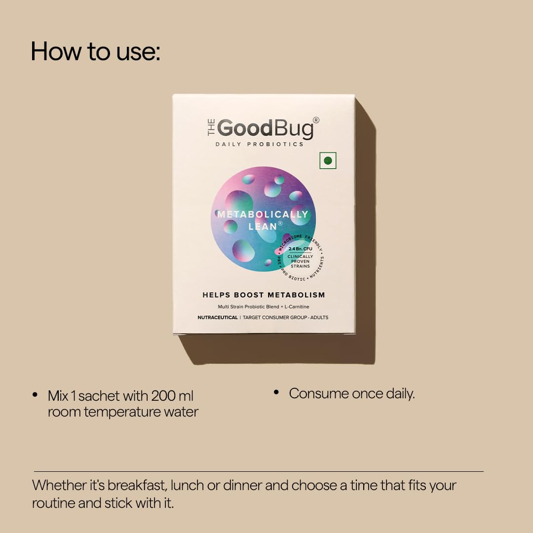 The Good Bug Metabolically Lean: SuperGut Powder|Boost GLP-1| Weight Loss For Women & Men | Probiotics + L-Carnitine | Boost Metabolism & Reduces Cravings Naturally | Naturally | 15 Days Pack
