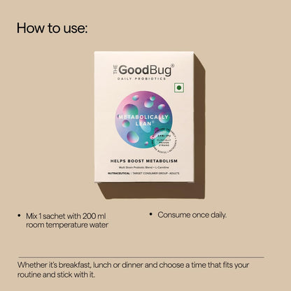 The Good Bug Metabolically Lean: SuperGut Powder|Boost GLP-1| Weight Loss For Women & Men | Probiotics + L-Carnitine | Boost Metabolism & Reduces Cravings Naturally | Naturally | 15 Days Pack