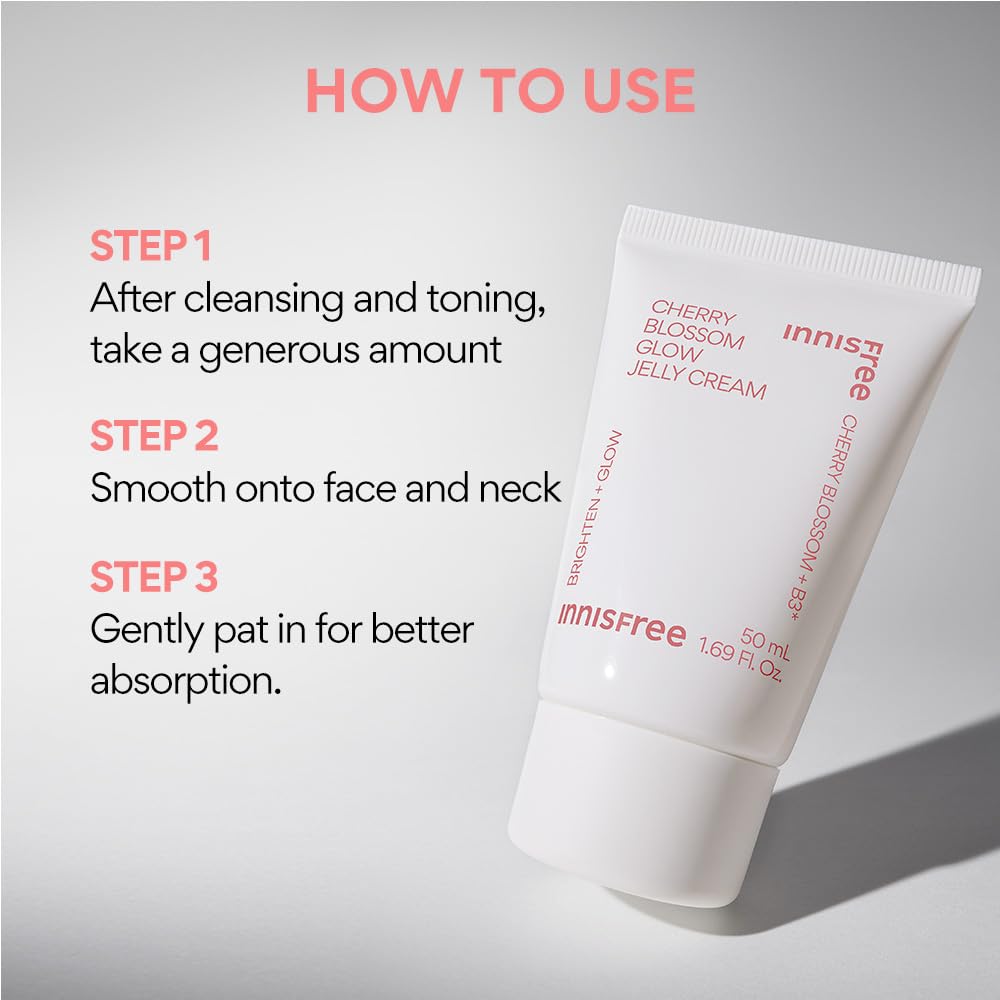 Innisfree Jeju Cherry Blossom Jelly Cream 50ml with Niacinamide | Korean Skin Moisturiser for Glowing, Hydrated Skin, Lightweight Gel & Soothing Formula for a Fresh & Radiant Look-50ml
