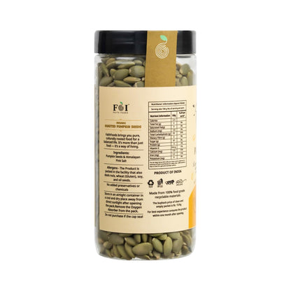 FaithFoods Organic Roasted Pumpkin Seeds 200g | Kaddu Ke Beej | Enriched with Pink Salt | High Protein & Zinc | Healthy Diet Food | High in Antioxidant Superfood | Natural Energy & Immunity Booster
