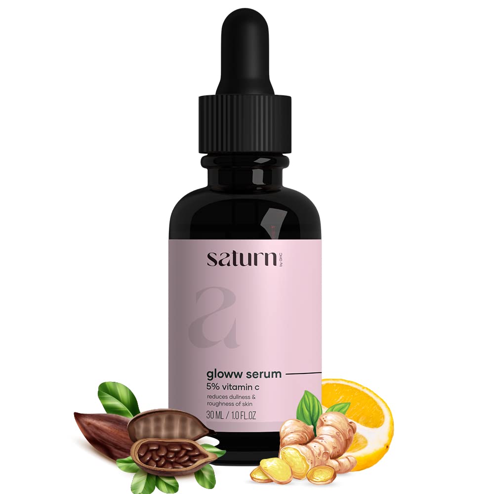 Saturn by GHC Glow Skin 5% Vitamin C Face Serum with Niacinamide | Illuminating Serum for Glowing, Whitening Skin | Pure Ethyl Ascorbic Acid for Hyperpigmentation, Dull Skin | Fragrance Free - 30ml