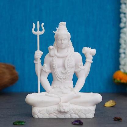 Shivji Idol for Car Dashboard, Home Temple & Office Desk | Compact Resin Mahadev Murti for Puja Room, Table Decor & Spiritual Gift | Small Lord Shiva Statue (Shiva Idol White)
