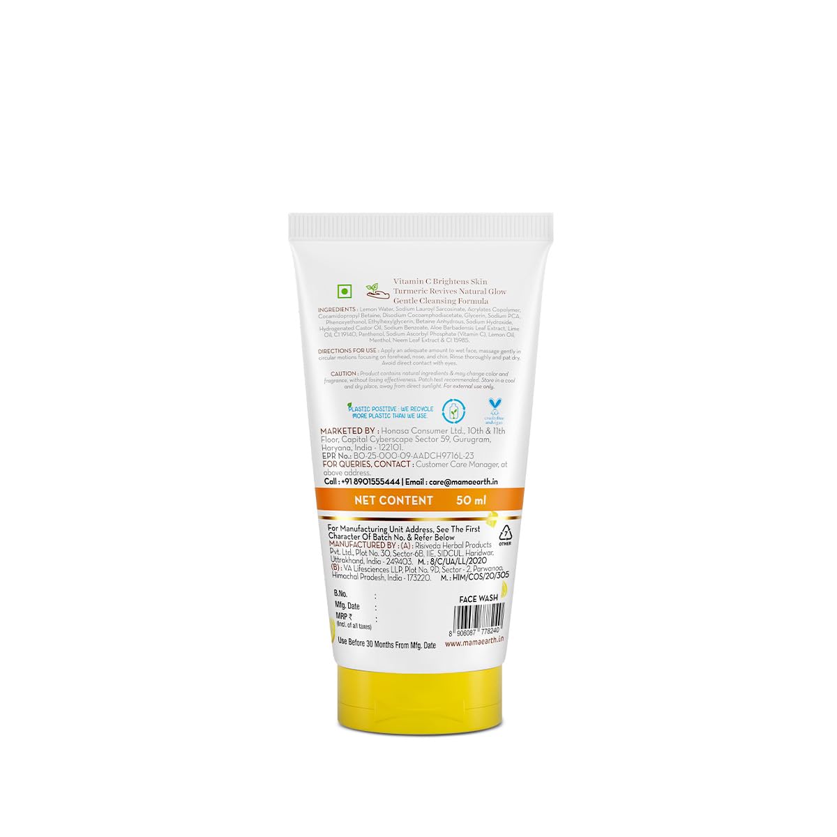Mamaearth Vitamin C Face Wash with Vitamin C and Turmeric for Skin Illumination - 50 ml