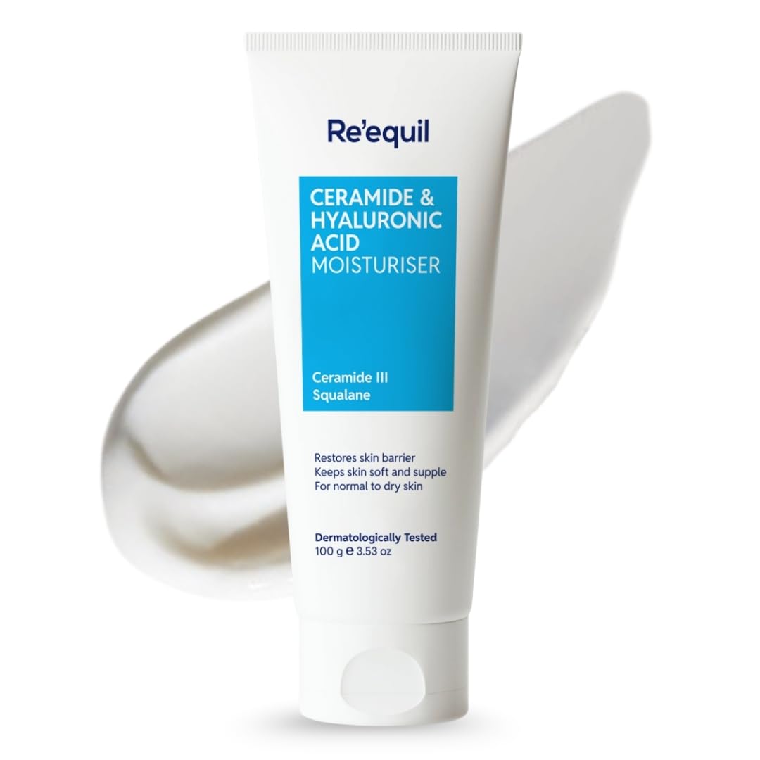 Tube of Re'equil Ceramide & Hyaluronic Acid Moisturizer on a white background