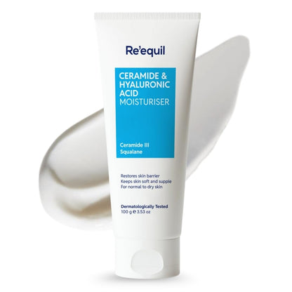 Tube of Re'equil Ceramide & Hyaluronic Acid Moisturizer on a white background