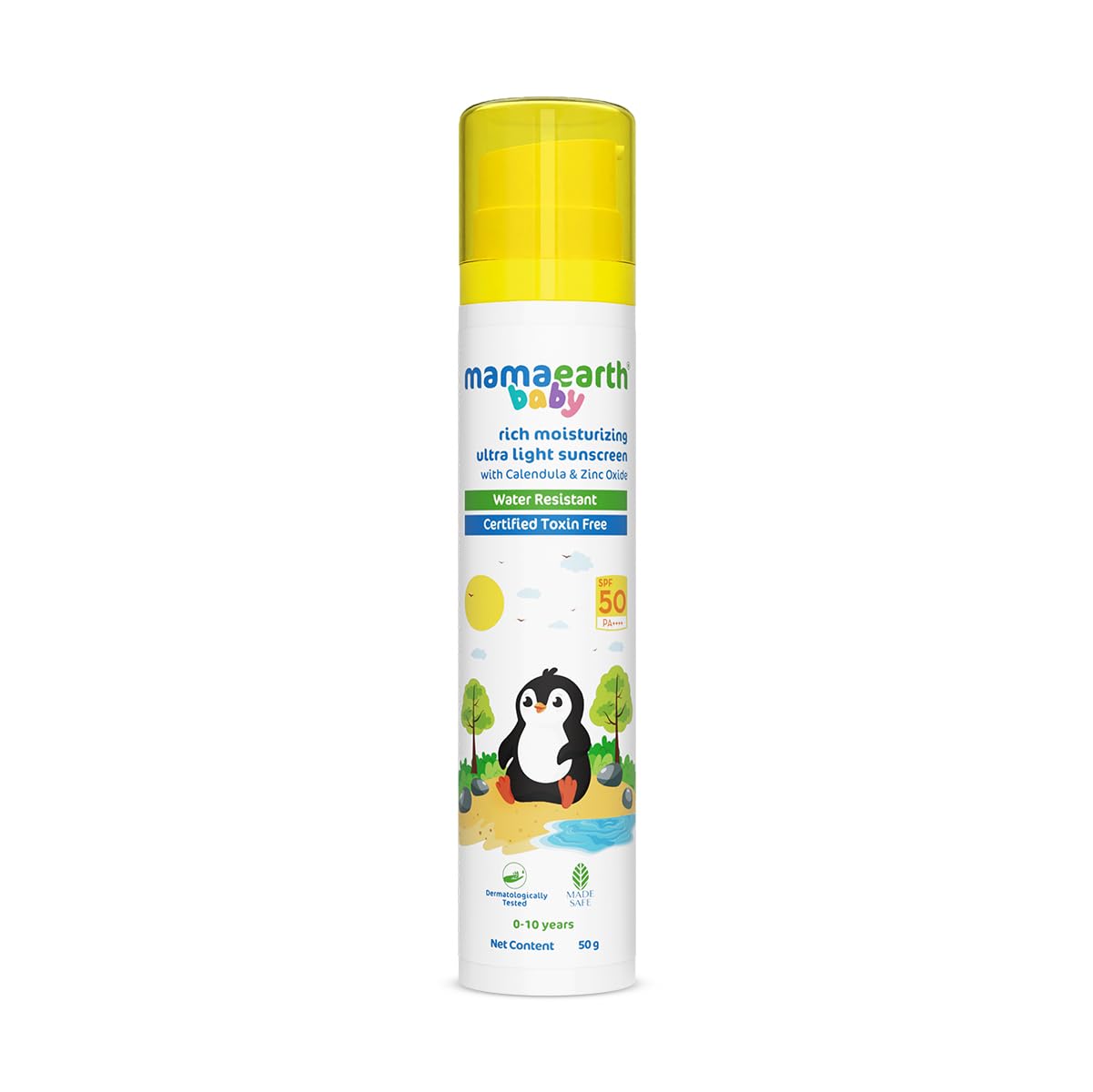 Mamaearth Baby Rich Moisturizing Ultra Light Sunscreen - 50g | SPF 50 & PA++++ | Water Resistant | Lightweight & Moisturizing | Suits all Skin Type | Safe For Babies | Dermatological Tested | Hydrating Sun Protection