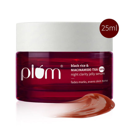 Plum Black Rice & Niacinamide-TXA 10% Night Clarity Jelly Serum | visibly reduce dark spots, stubborn acne marks, and improve overall skin clarity| 25g
