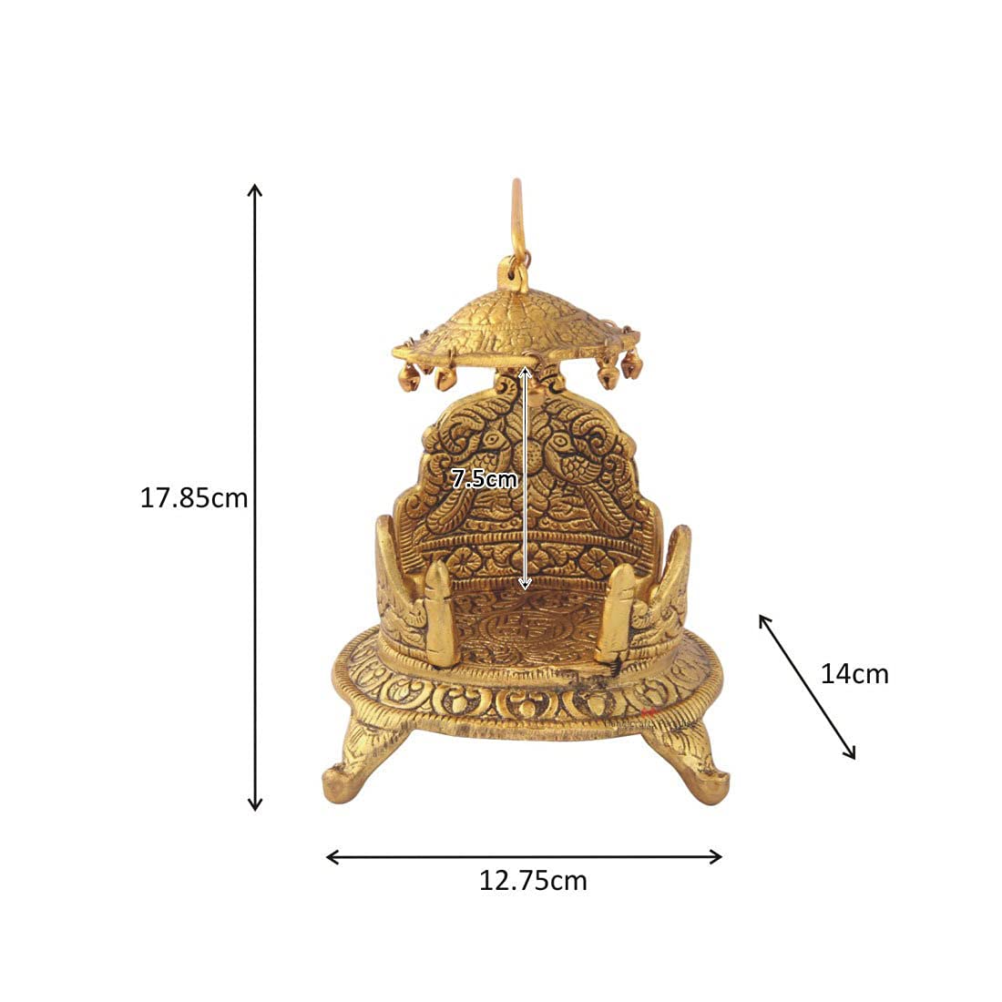 Metal Singhasan Oval Shaped Idol - 7 Inch Height