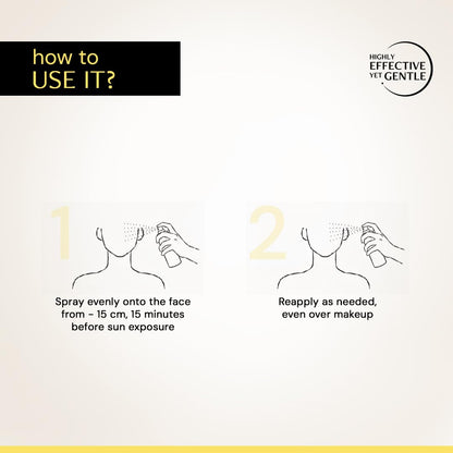 Instructions on how to use a facial spray product with illustrations and text.