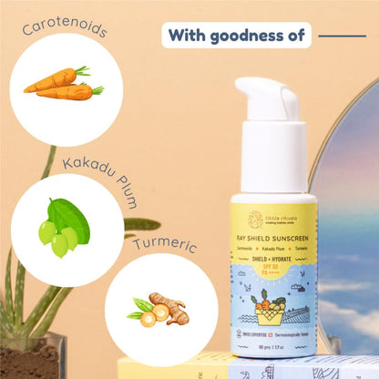 Little Rituals Baby Sunscreen for Kids 0-15 Yrs SPF 50 PA++++ Organic & Natural Lotion, UVA UVB IR, Blue Light, Wifi Radiation, Protection, Hypoallergenic, SWISS Tech, Daily Use Sunblock - 30gm