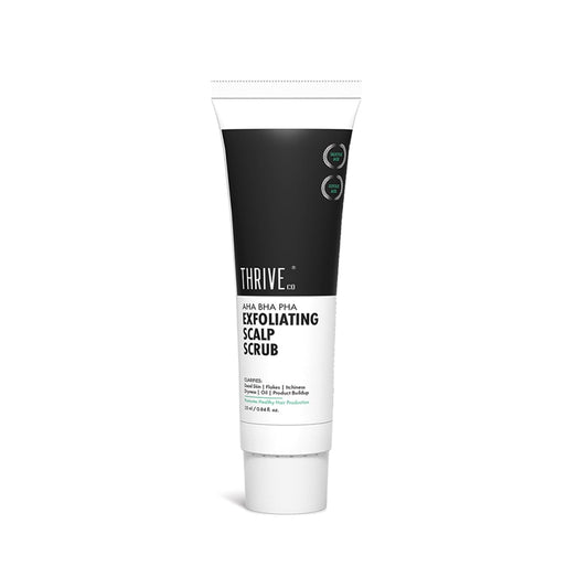 Thrive AHA BHA Exfoliating Scalp Scrub tube on a white background