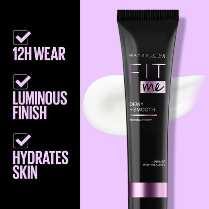 Maybelline New York Primer, Reduces Appearance of Pores, Long-lasting, Fit Me Dewy + Smooth Finish, Duo Pack, 30g