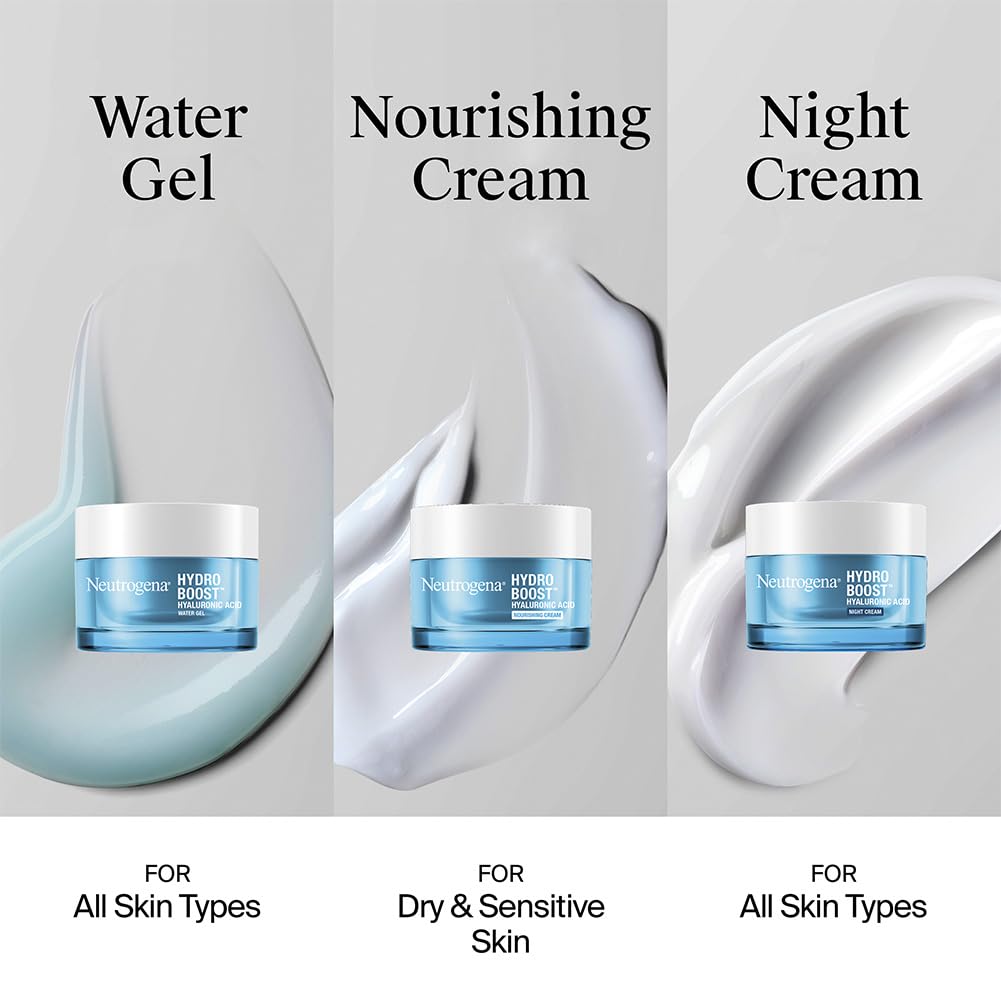 Neutrogena Hydro Boost Hyaluronic Acid Face Moisturizer 50ml | 24 hours long lasting Hydration | Oil free non sticky light water gel fast absorbing| Daily use | All Skin Types | For Men & Women 50g