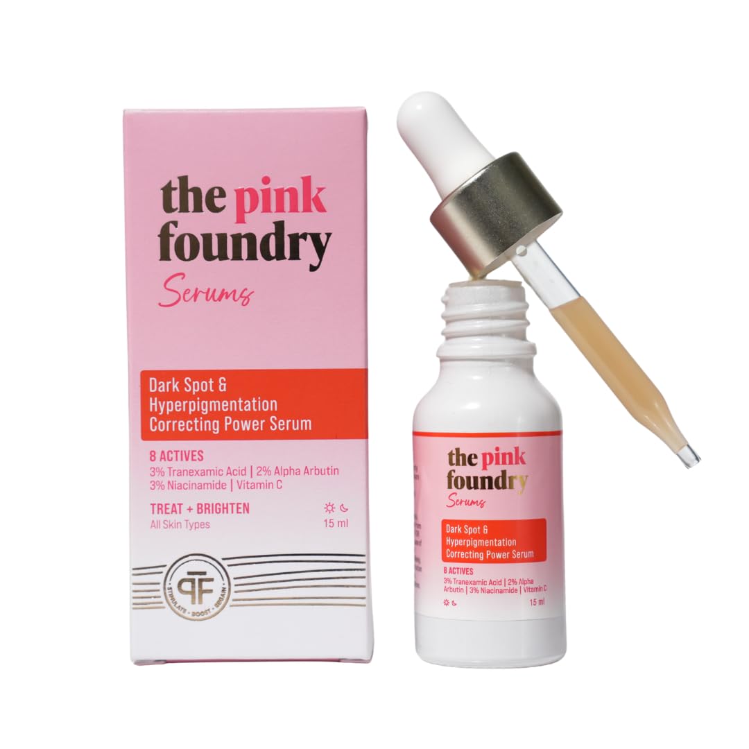 The Pink Foundry Dark Spot & Hyperpigmentation Serum with 3% Tranexamic Acid 2% Alpha Arbutin 3% Niacinamide | Fades Appearance of Acne Marks | All Skin Types | For Men & Women | Lightweight & Fast Absorbing | 15 ml