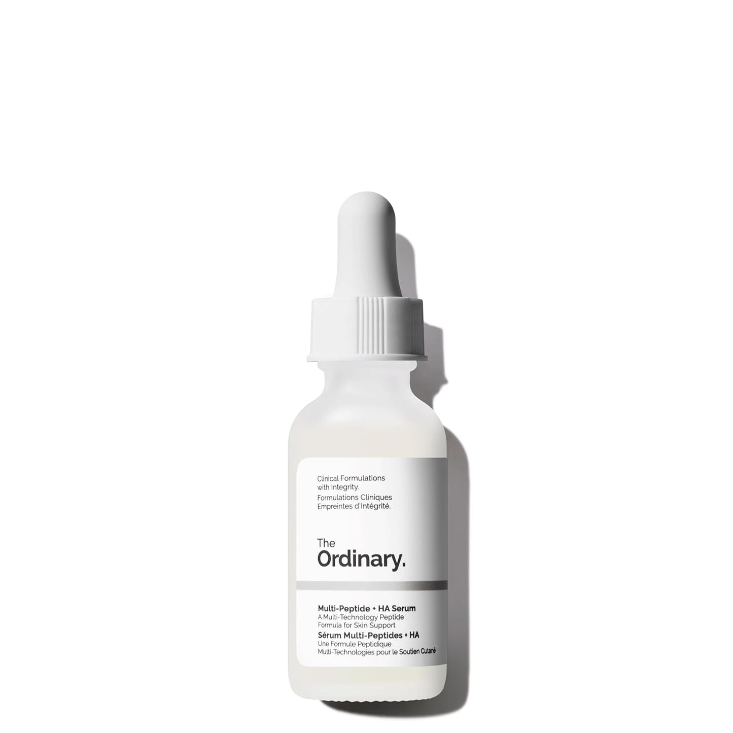 The Ordinary skincare serum bottle on a white background