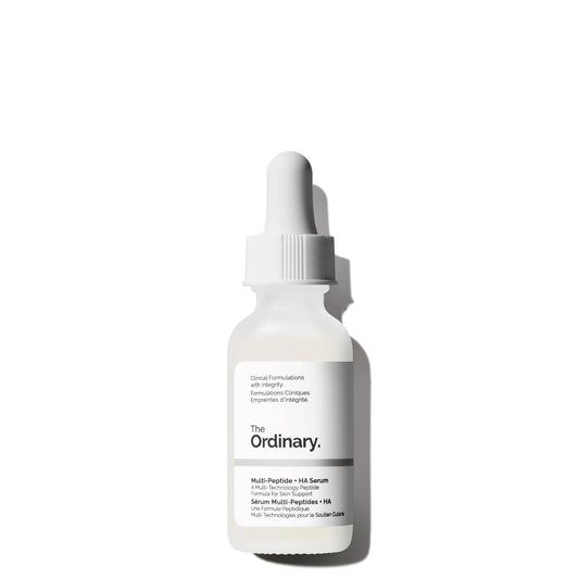 The Ordinary skincare serum bottle on a white background