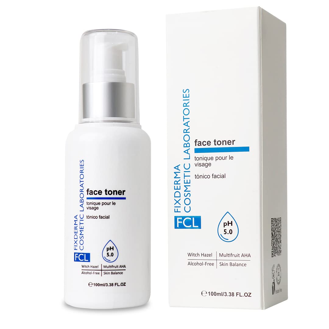 FCL Face Toner, minimizes enlarged pores, exfoliates impurities, refreshes the skin, reduces inflammation, controls oil production, imparts glowing skin, suitable for all skin types, 100ml
