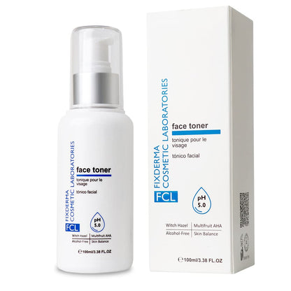 FCL Face Toner, minimizes enlarged pores, exfoliates impurities, refreshes the skin, reduces inflammation, controls oil production, imparts glowing skin, suitable for all skin types, 100ml