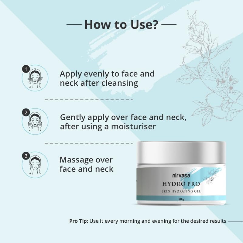Nirvasa Hydro Pro Skin Hydrating Gel with 95% Pure Hyaluronic Acid & Orange Peel Extract | Reduces Wrinkles & Improves Natural Radiance | 72 Hour Cover, Non-Sticky & For All Skin Types | 50g