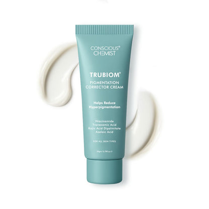 Tube of Trubiom Pigmentation Corrector Cream on a white background