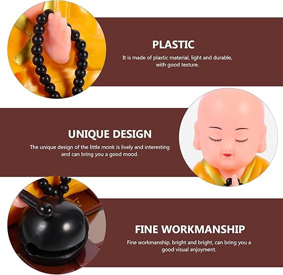 Big Solar Powered Sitting Buddha Statue - Shaking Head Buddha Monk Statue for Car Dashboard, Home & Office Desktop, Health Wealth & Prosperity, Peaceful Meditation Ornament (1Pc - Yellow)