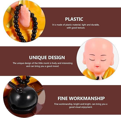 Big Solar Powered Sitting Buddha Statue - Shaking Head Buddha Monk Statue for Car Dashboard, Home & Office Desktop, Health Wealth & Prosperity, Peaceful Meditation Ornament (1Pc - Yellow)