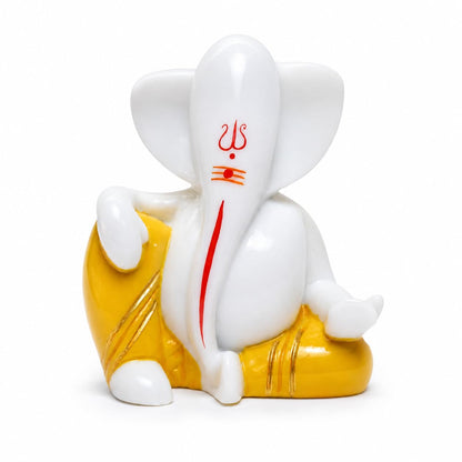 Bal Ganesha Idol, Small Ganesh Murti for Home Temple, White Gold Ganpati Bappa Statue, Baby Ganesha Showpiece for Pooja Room, Home Decor, Diwali Gift